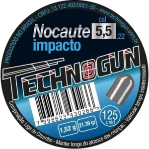 Chumbinho Technogun Nocaute 5.5 Mm 125 Un Mais Pesado Impact