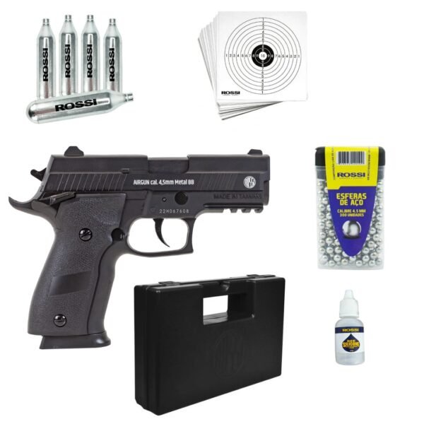 Combo Pistola P226 X-5 CO2 4,5mm com Maleta, Alvos, Esferas, Gás CO2 e Óleo de Silicone